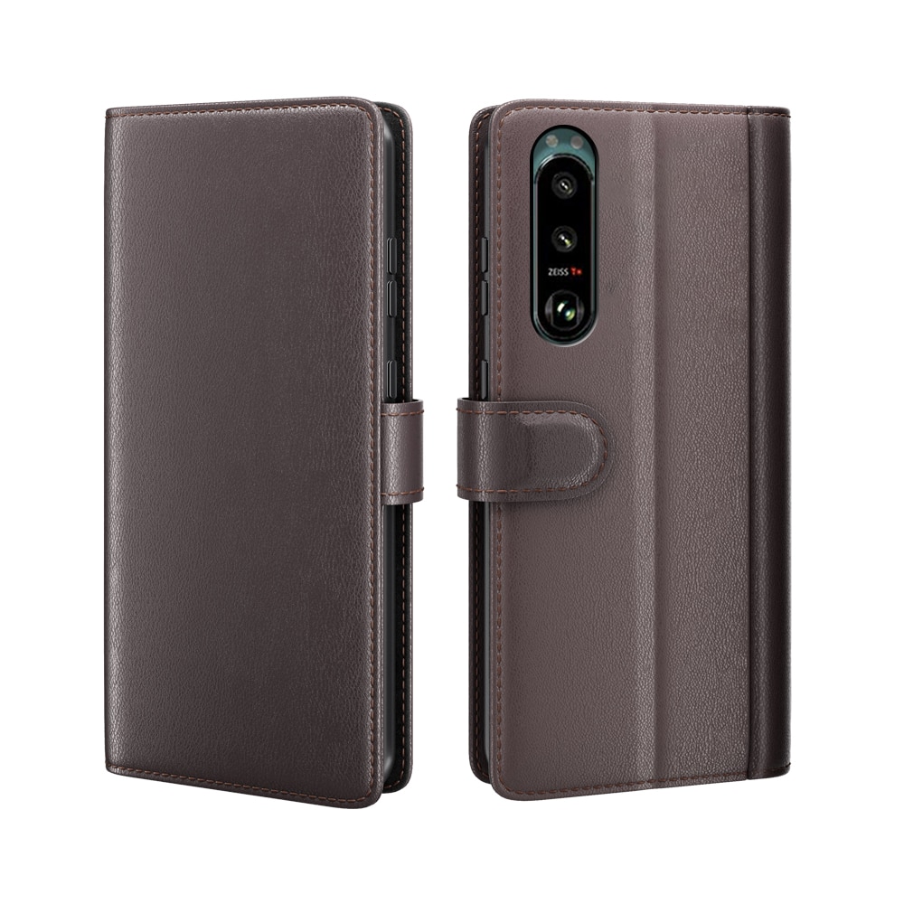 Funda de cuero genuino Sony Xperia 5 III, Marrón