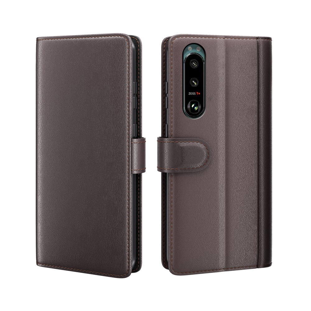 Funda de cuero genuino Sony Xperia 5 III, marrón