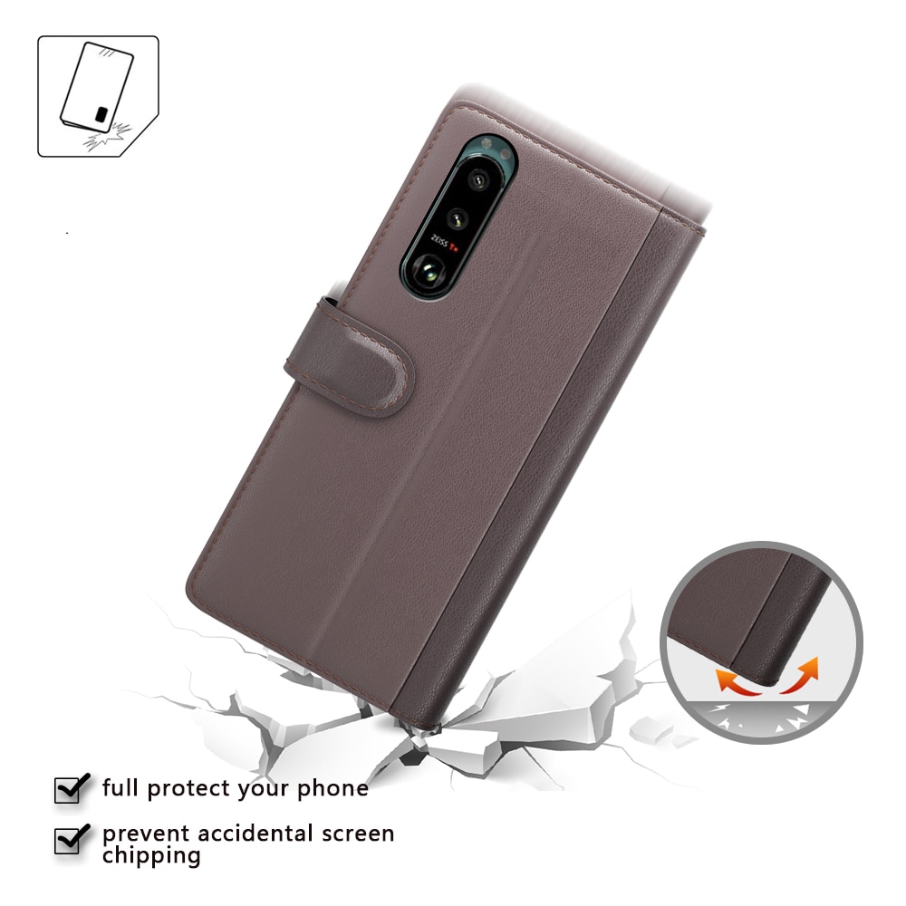 Funda de cuero genuino Sony Xperia 5 III, Marrón