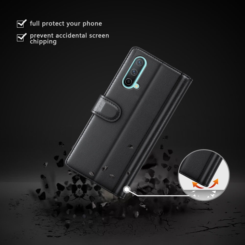 Funda de cuero genuino OnePlus Nord CE 5G, negro