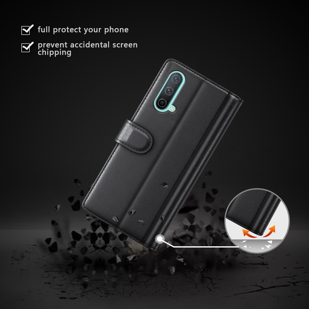Funda de cuero genuino  OnePlus Nord CE 5G, Negro