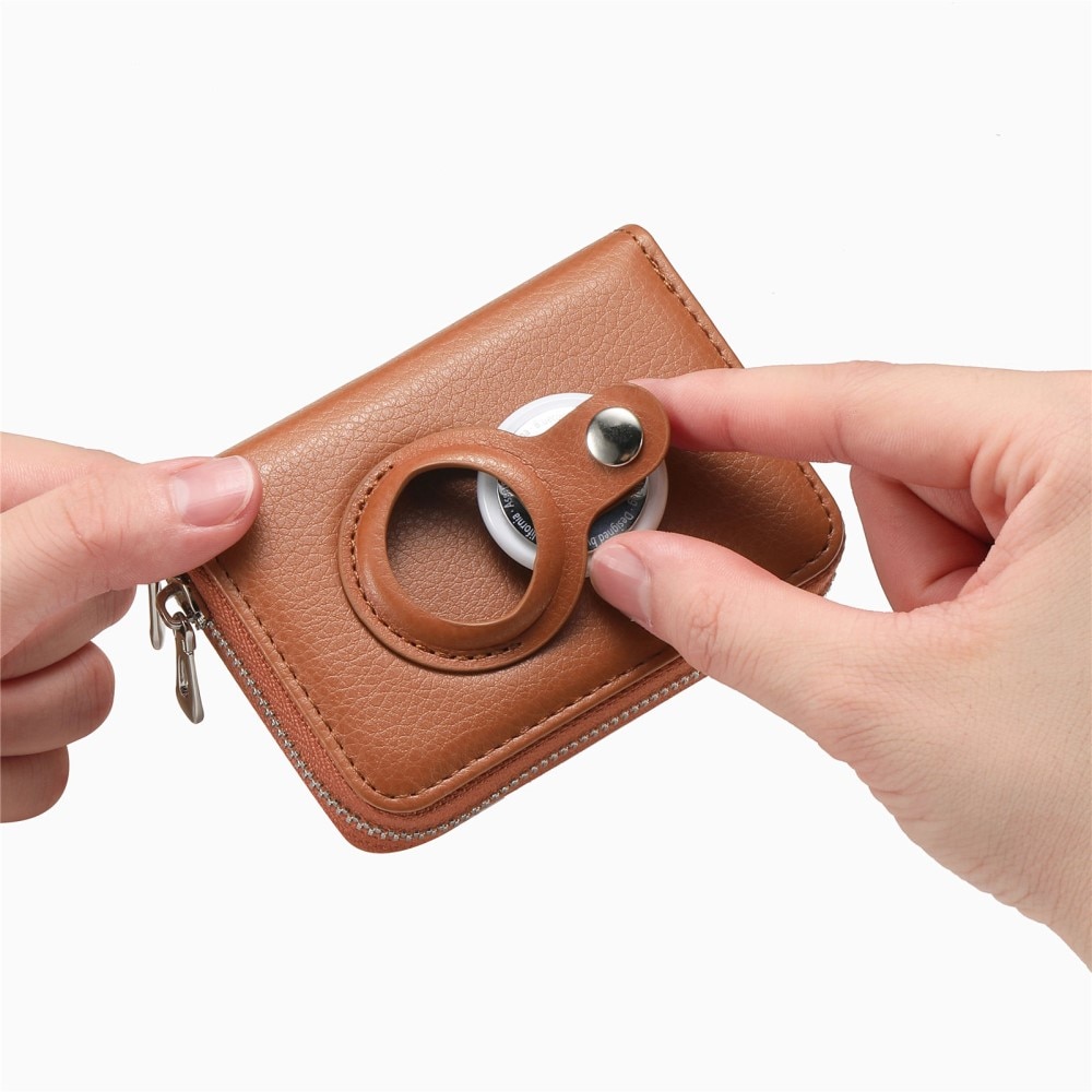 Billetera AirTag con protección RFID, marrón