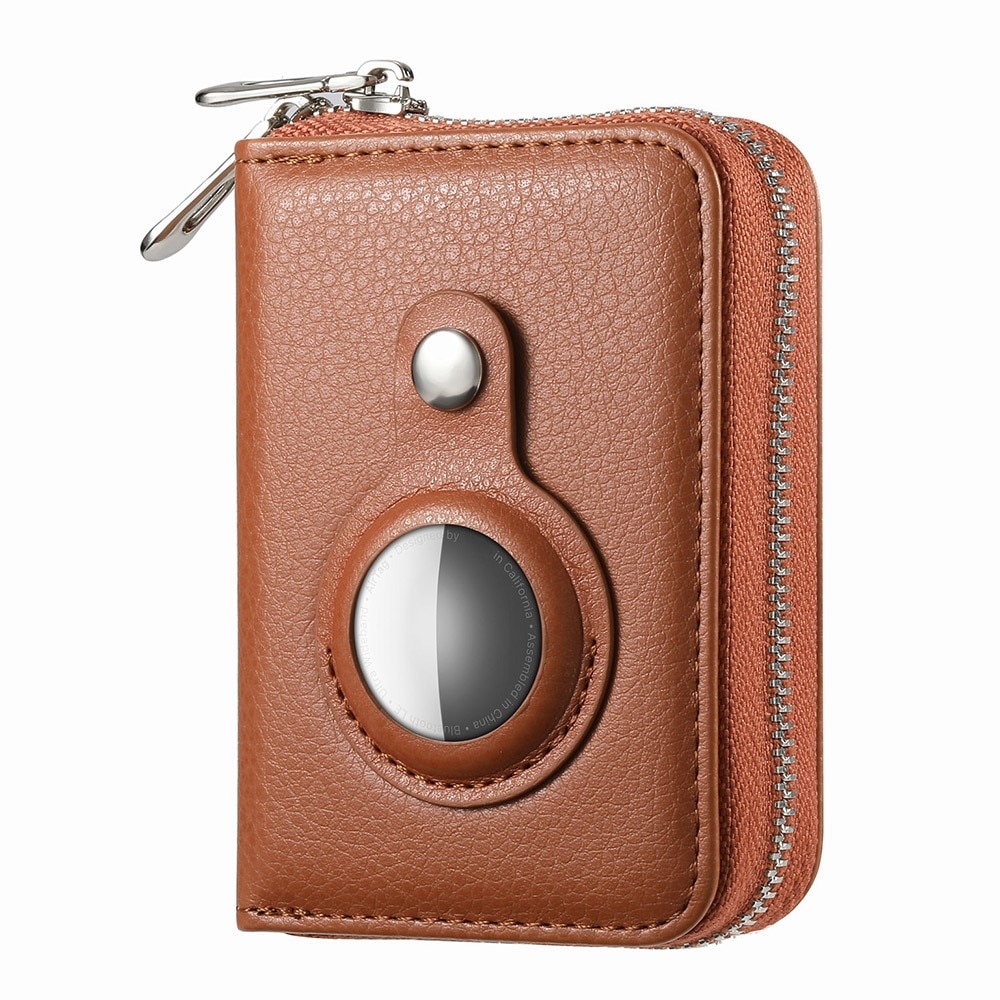 Billetera AirTag con protección RFID, marrón
