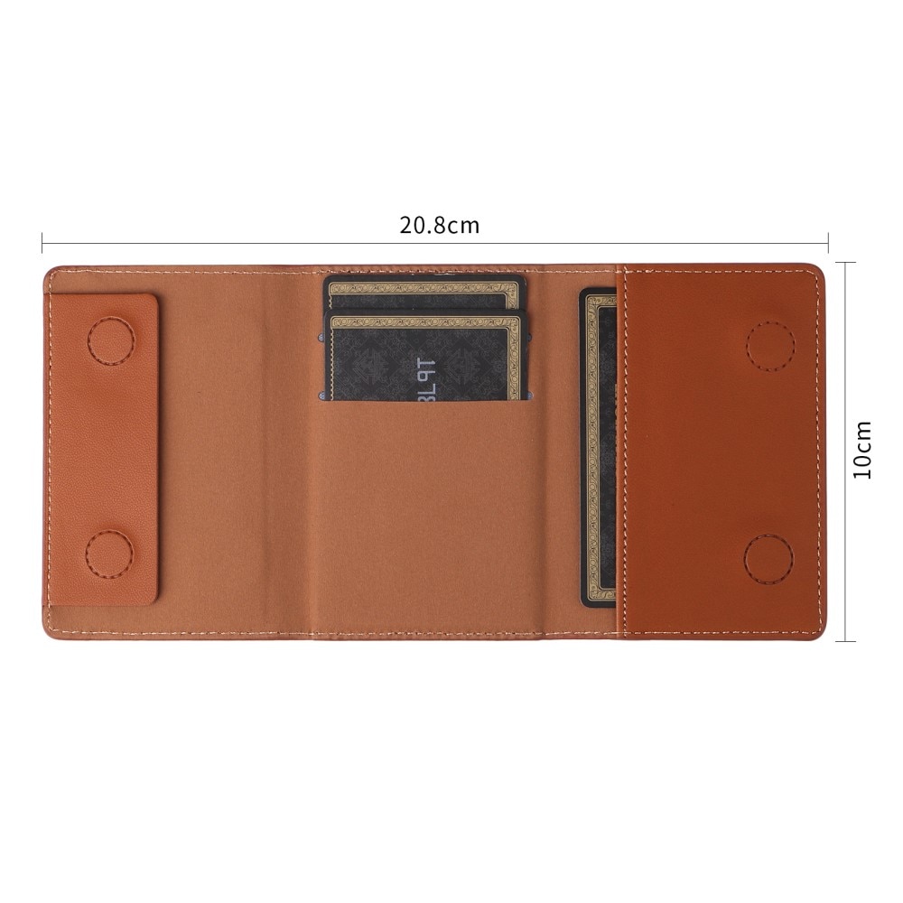 Billetera de cuero con soporte y MagSafe, marrón