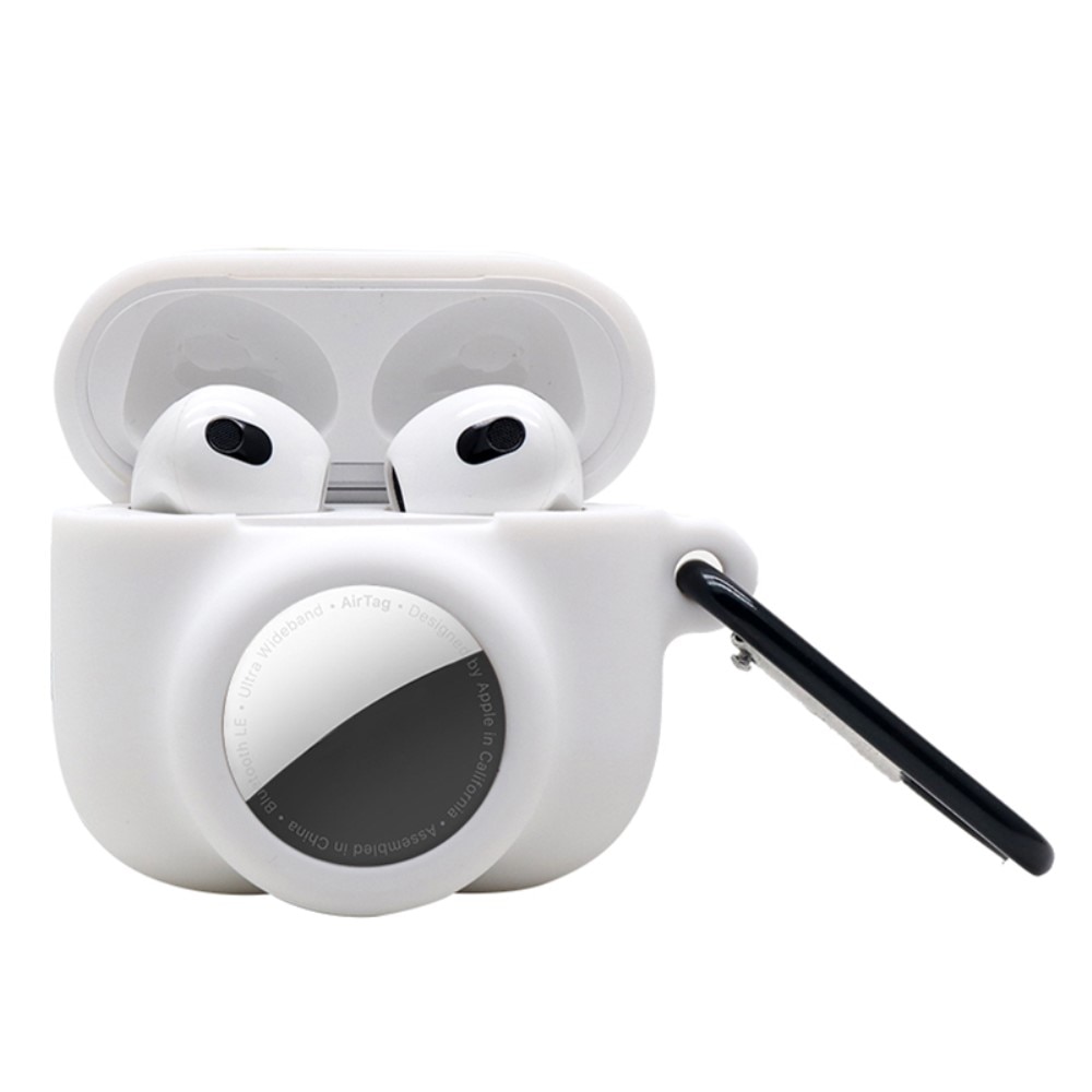 Funda de silicona con soporte AirTag AirPods 3 blanco