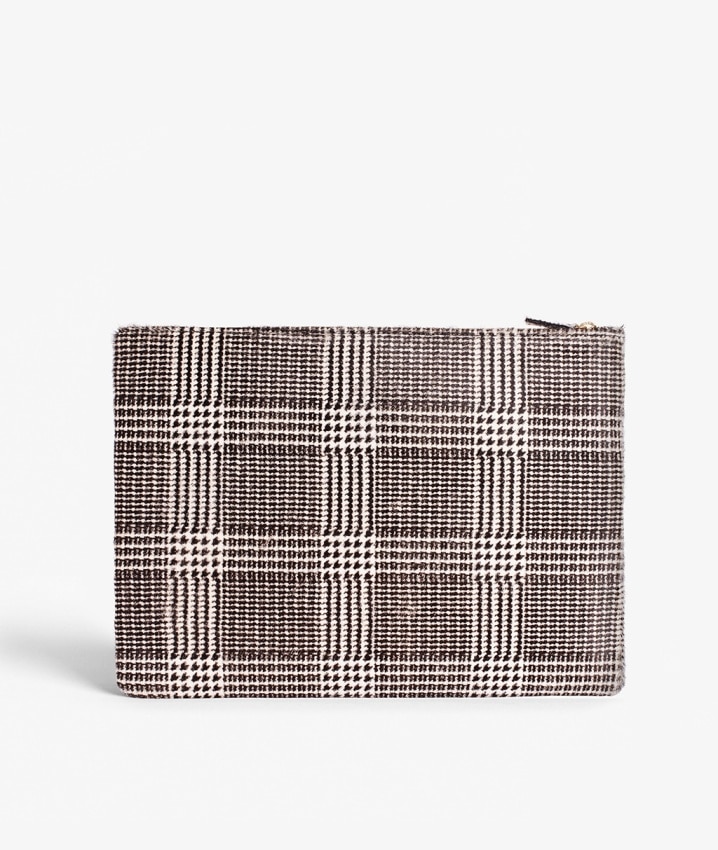 Medium Clutch Pony Check Black/White