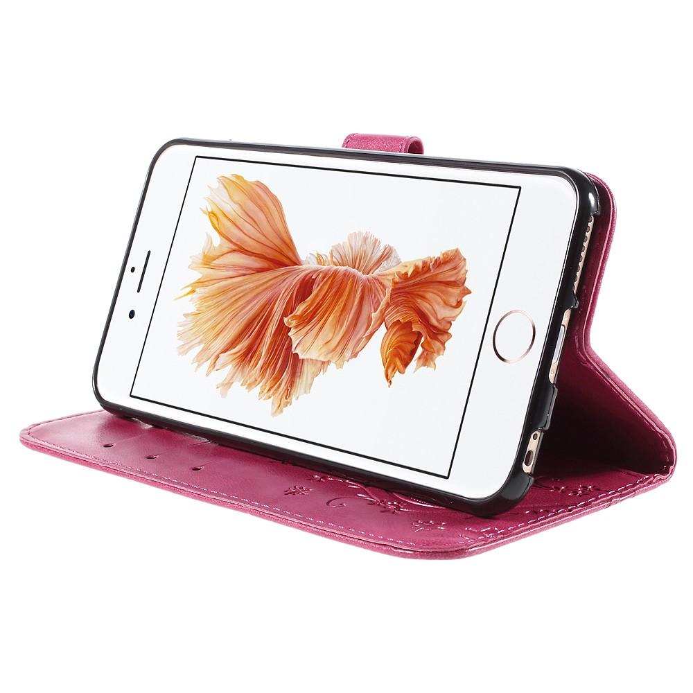 Funda de cuero con mariposas para iPhone 6/6S, rosado