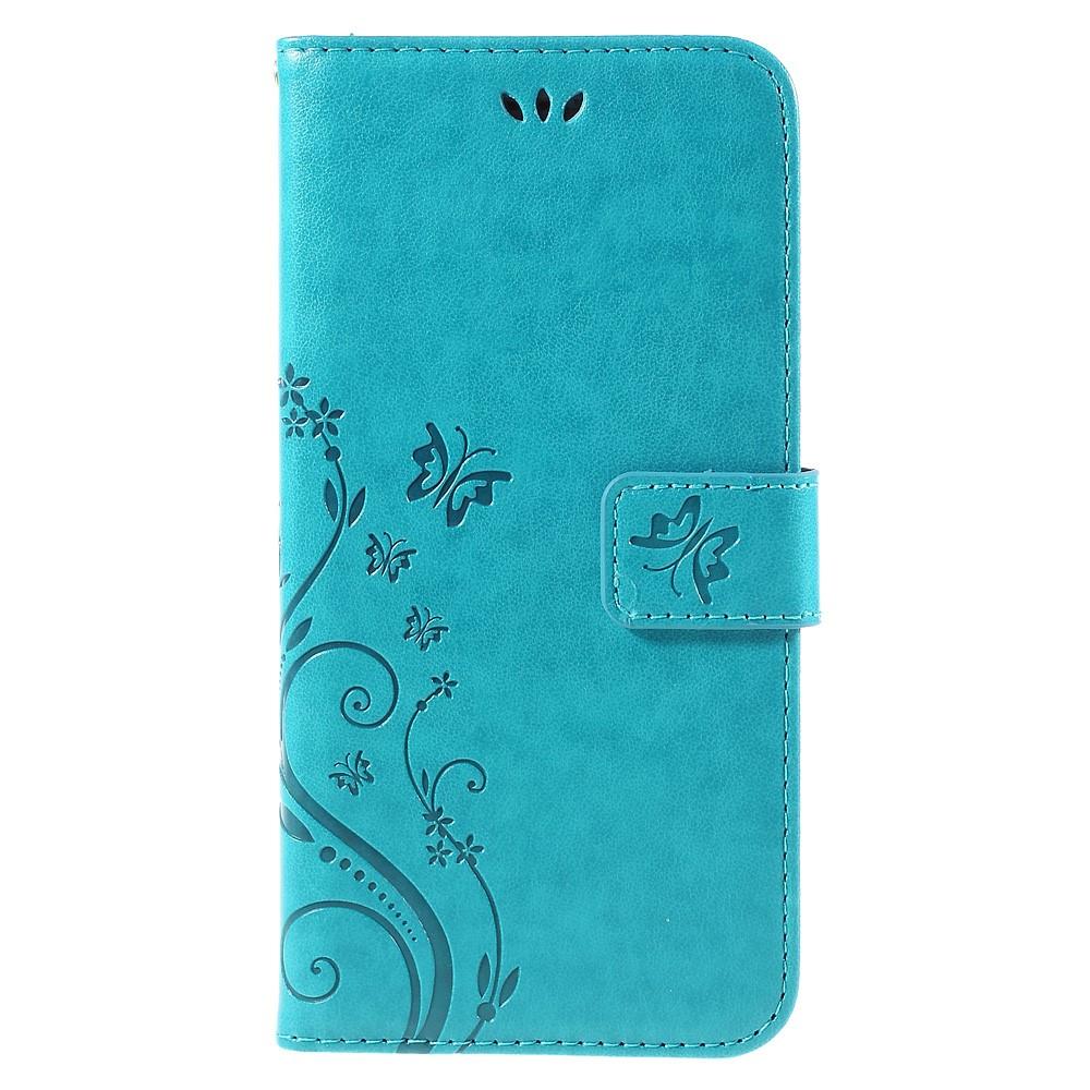 Funda de cuero con mariposas para iPhone 6/6S, azul