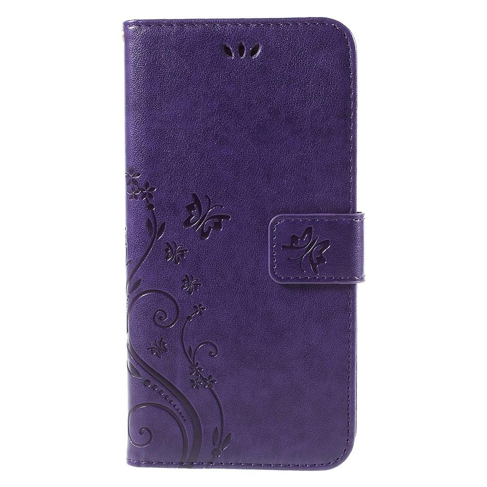 Funda de cuero con mariposas para iPhone 6/6S, violeta