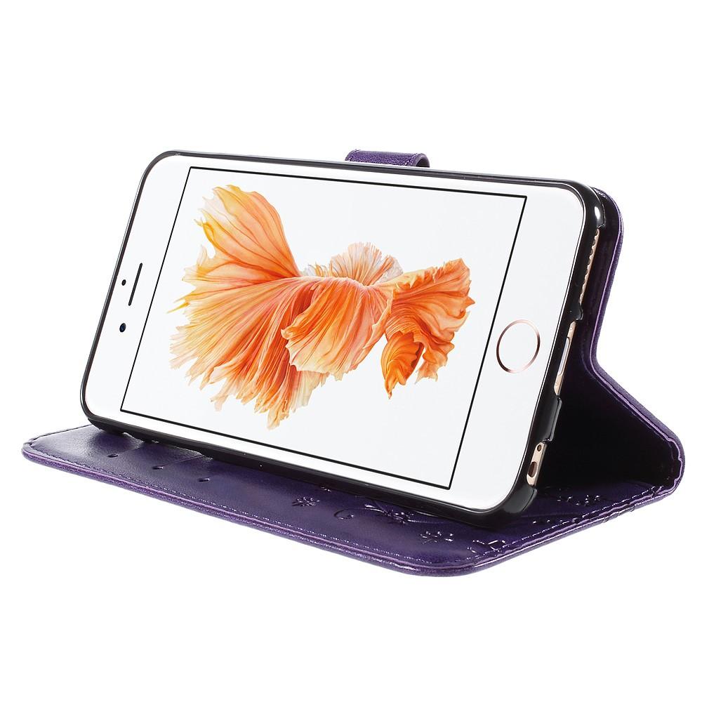 Funda de cuero con mariposas para iPhone 6/6S, violeta