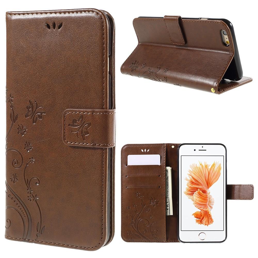 Funda de Cuero con Mariposas iPhone 6/6S, Marrón