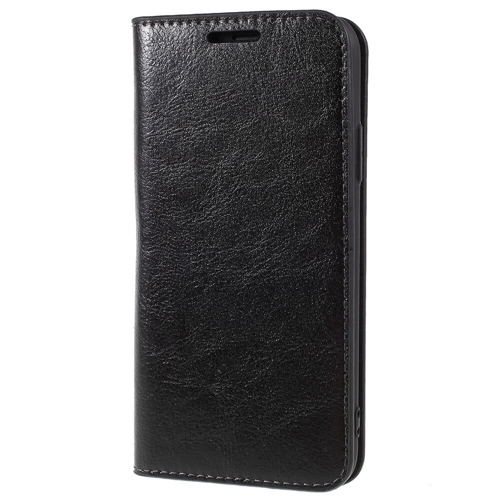 Funda cartera de cuero genuino iPhone X/XS negro