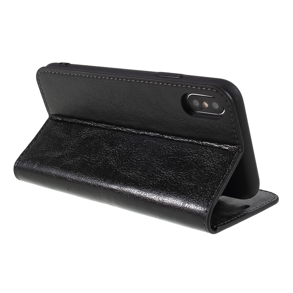 Funda cartera de cuero genuino iPhone X/XS Negro