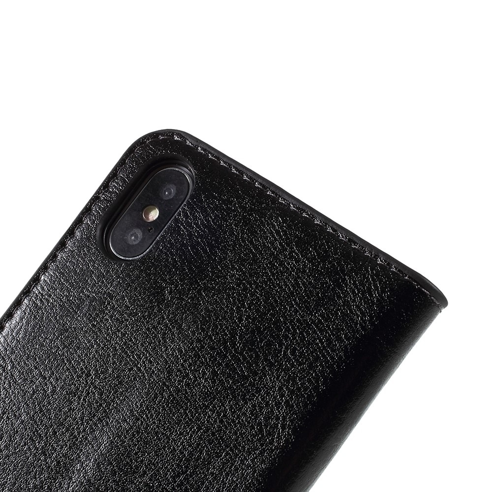 Funda cartera de cuero genuino iPhone X/XS negro