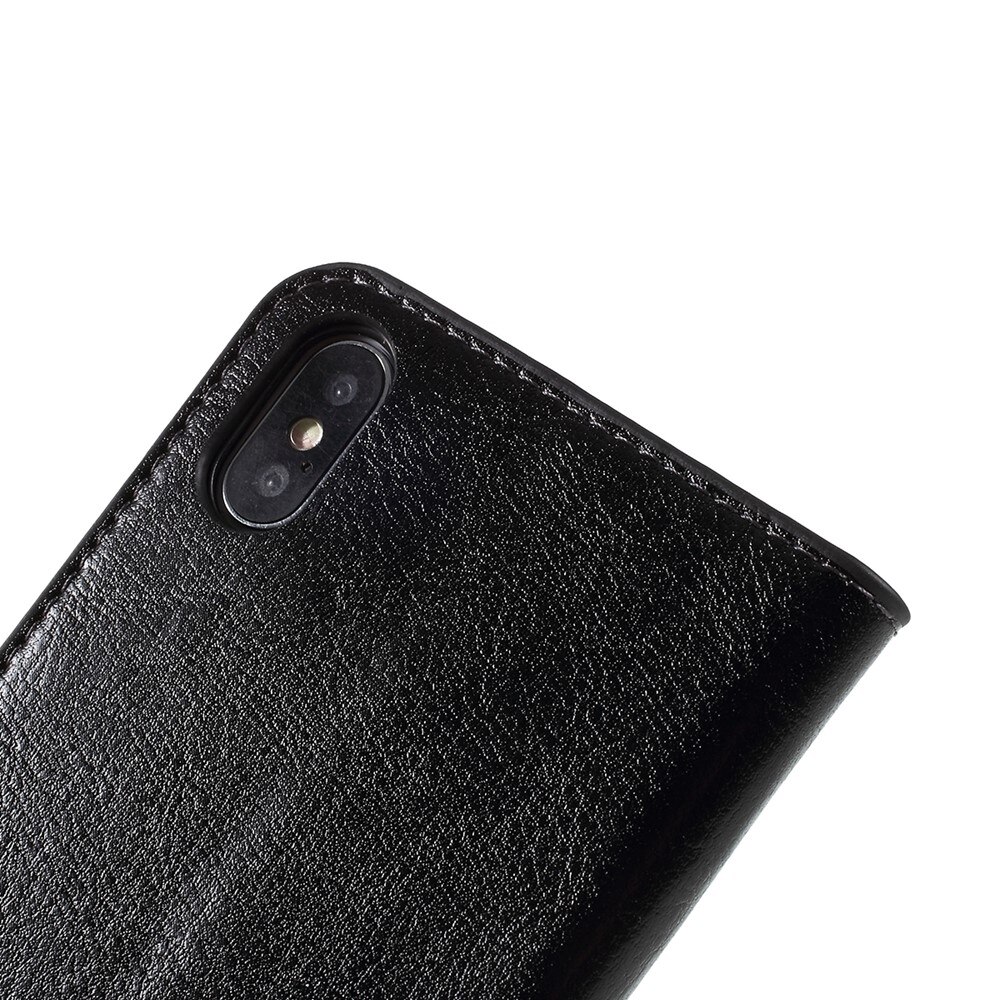 Funda cartera de cuero genuino iPhone X/XS Negro