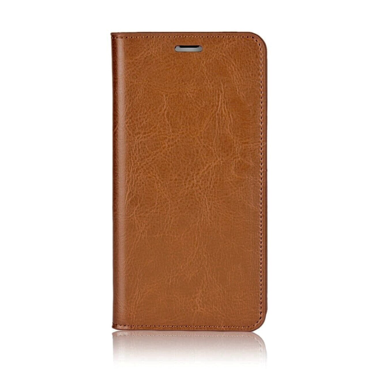 Funda cartera de cuero genuino iPhone X/XS Marrón