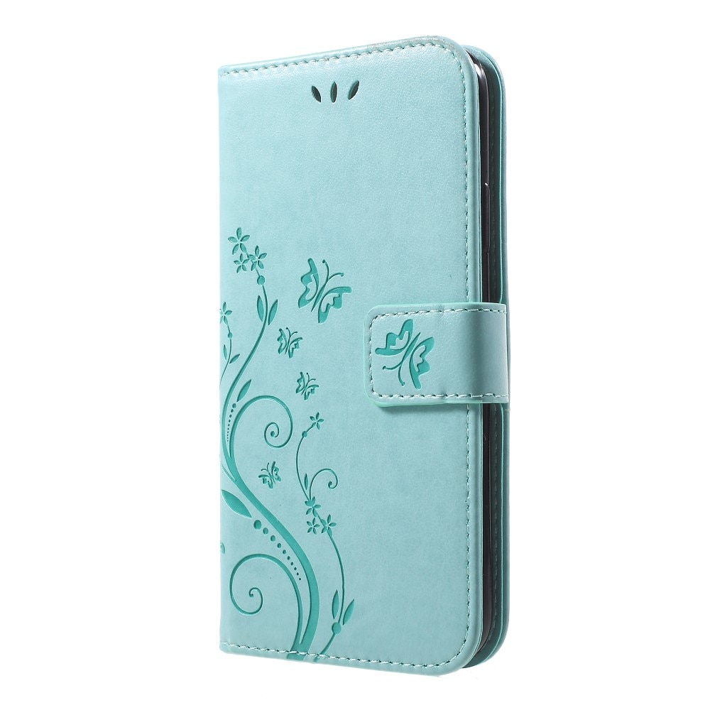 Funda de cuero con mariposas para iPhone XR, verde