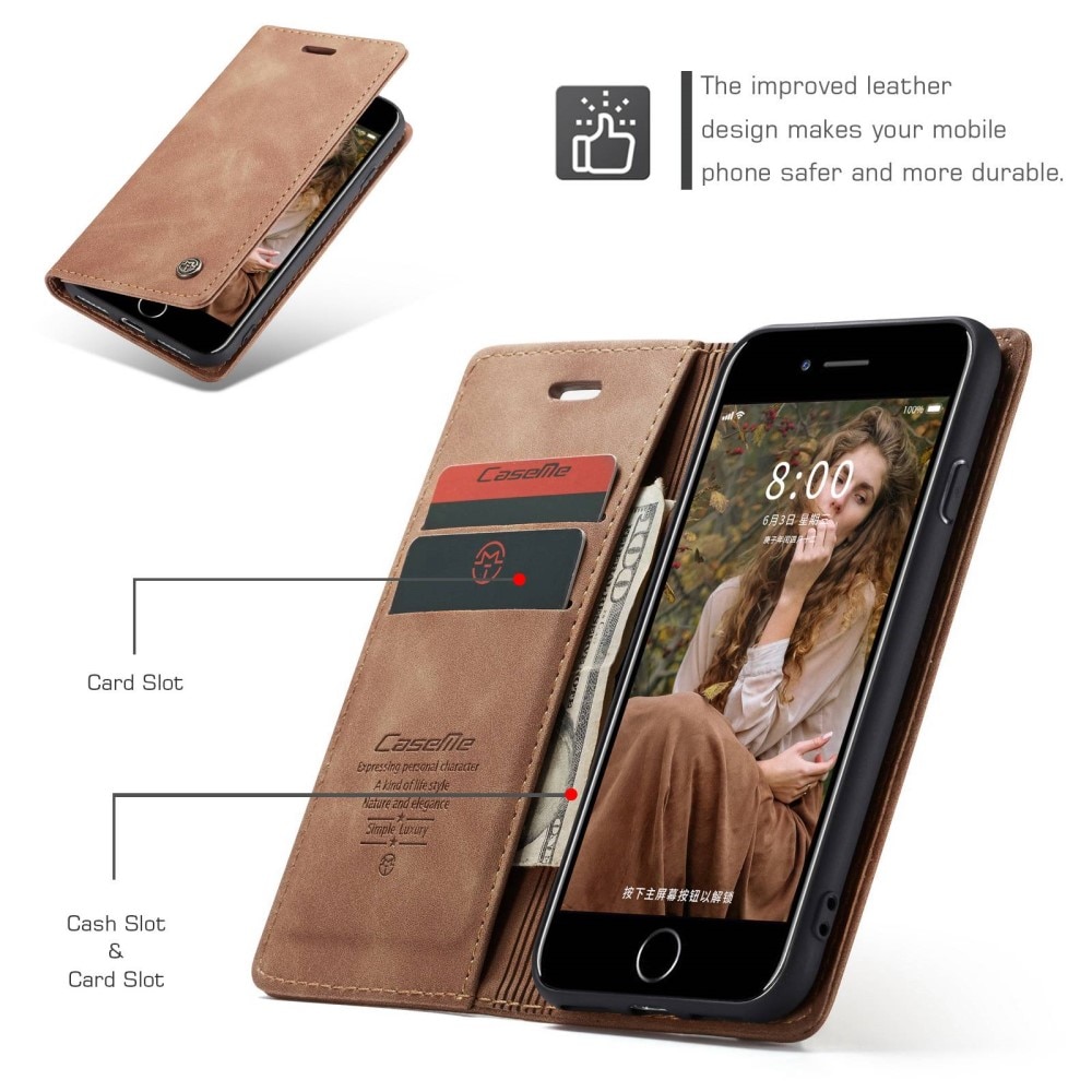 Funda delgada con solapa iPhone SE (2020) cognac