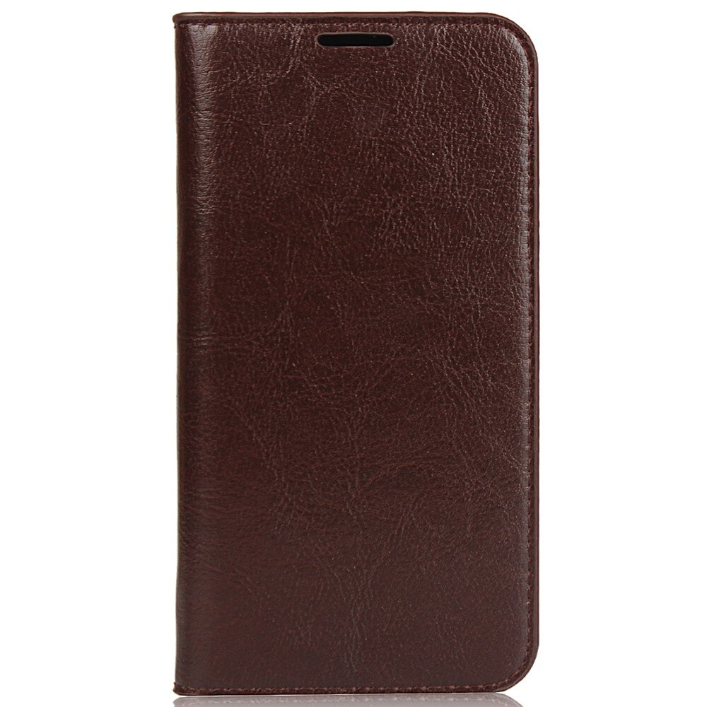 Funda cartera de cuero genuino iPhone XR marrón oscuro