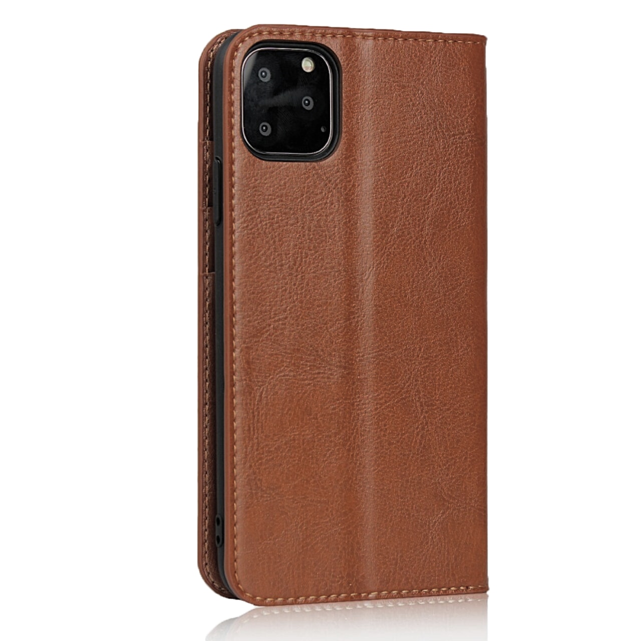 Funda cartera de cuero genuino iPhone 11 Pro marrón