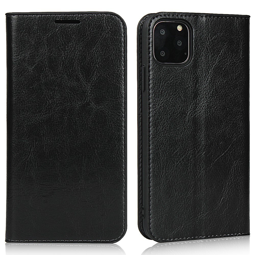 Funda cartera de cuero genuino iPhone 11 Pro Negro