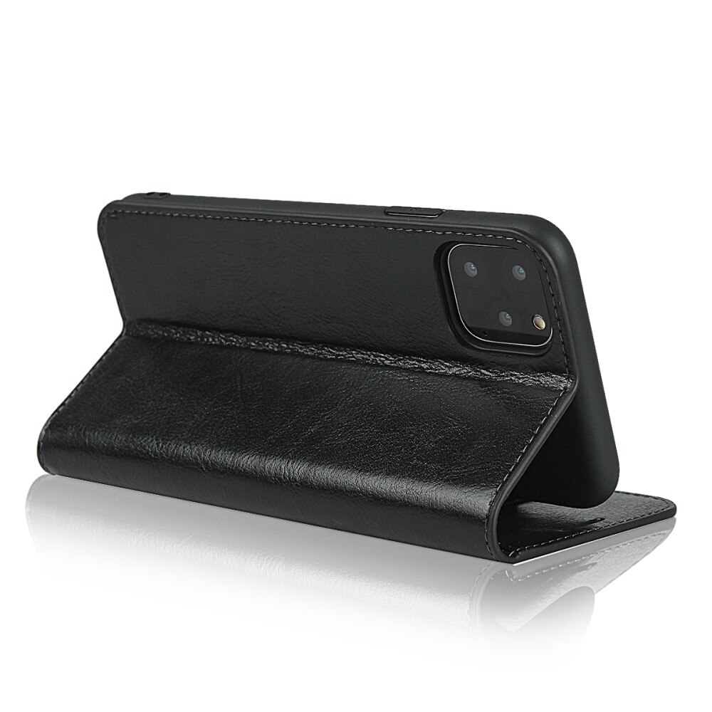 Funda cartera de cuero genuino iPhone 11 Pro Negro