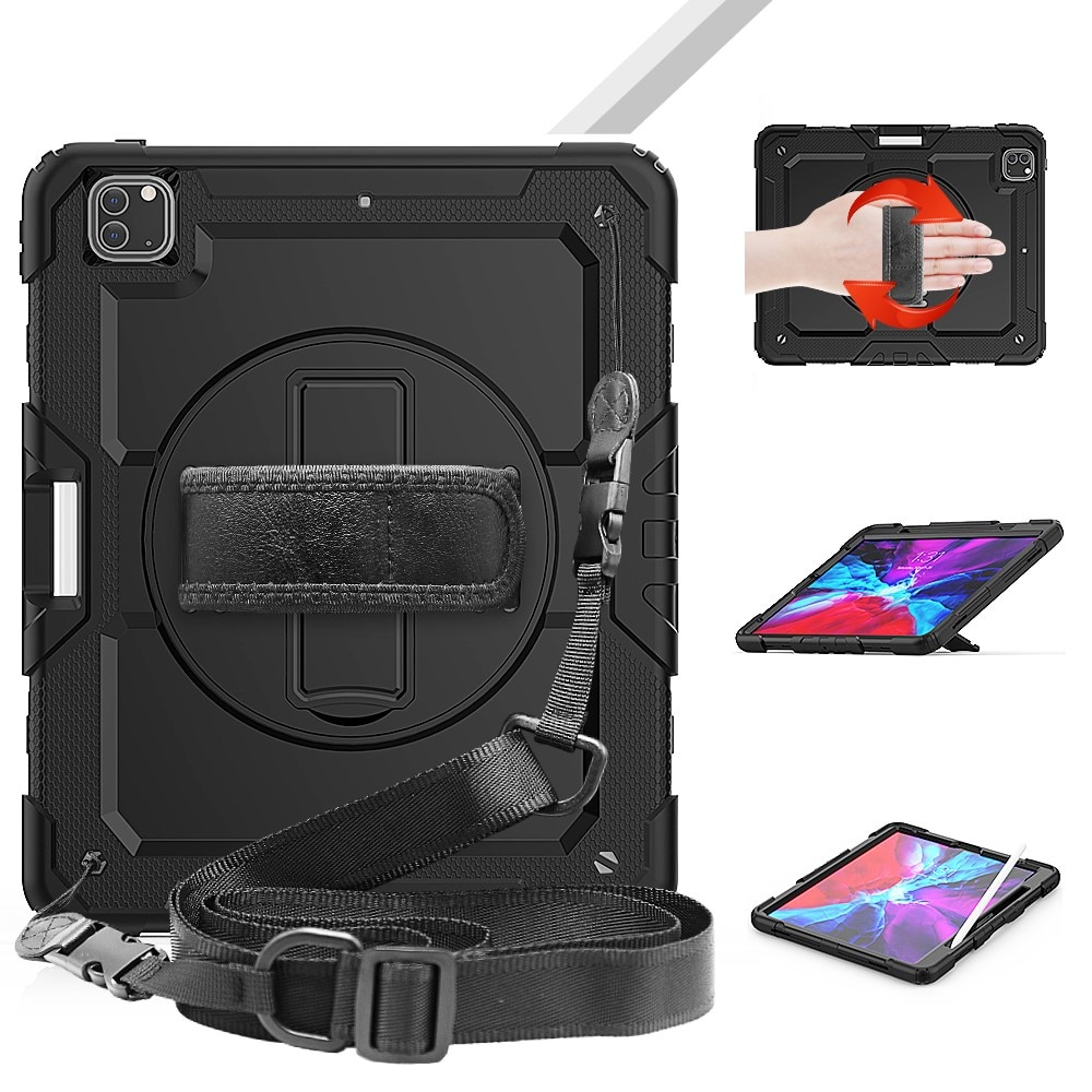 Full Protection Funda híbrida a prueba de golpes Correa el hombro iPad Pro 12.9 4th Gen (2020) negro