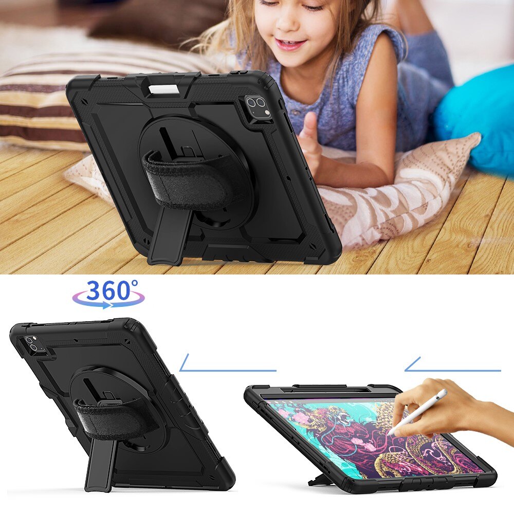 Full Protection Funda híbrida a prueba de golpes Correa el hombro iPad Pro 12.9 5th Gen (2021) negro