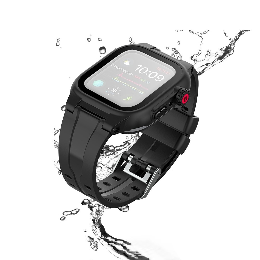 Funda Impermeable con correa de silicona para Apple Watch 44mm, negro