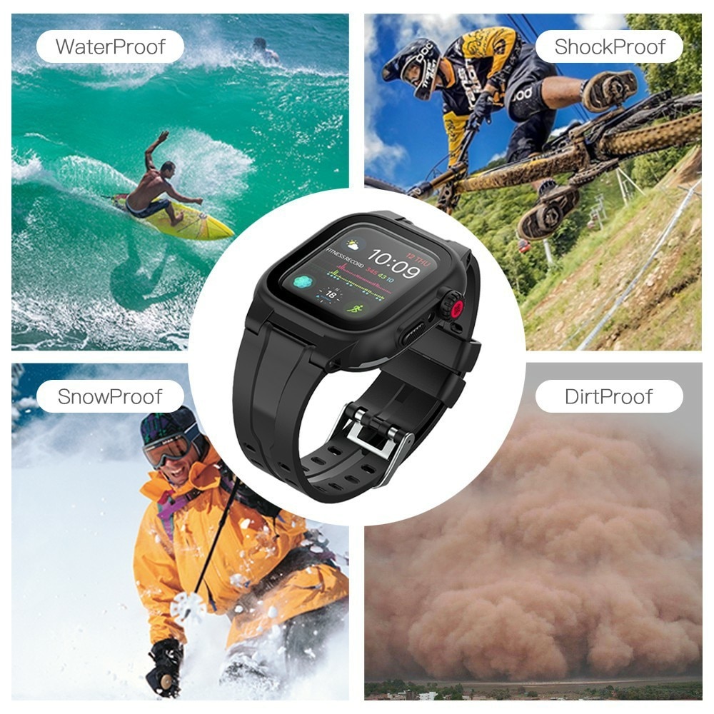 Funda Impermeable con Correa de silicona Apple Watch SE 44mm, negro