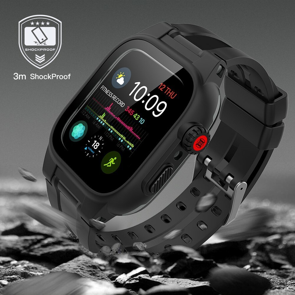 Funda Impermeable con Correa de silicona Apple Watch SE 44mm, negro