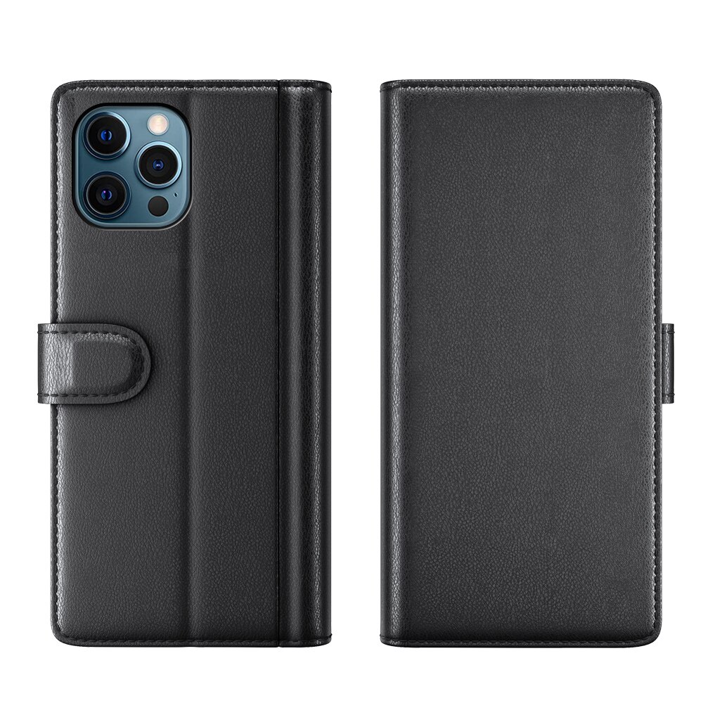 Funda de cuero genuino iPhone 12 Pro Max, Negro
