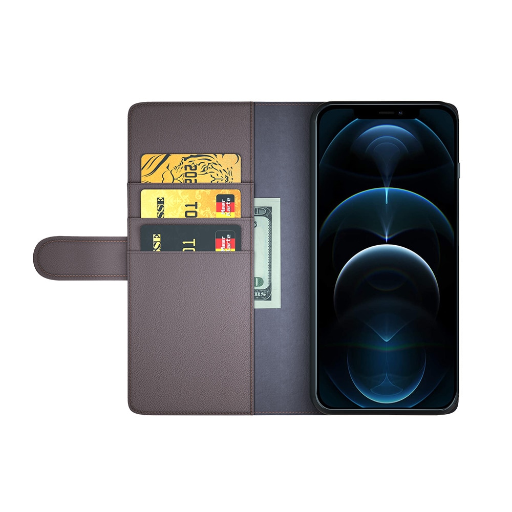 Funda de cuero genuino iPhone 12 Pro Max, Marrón