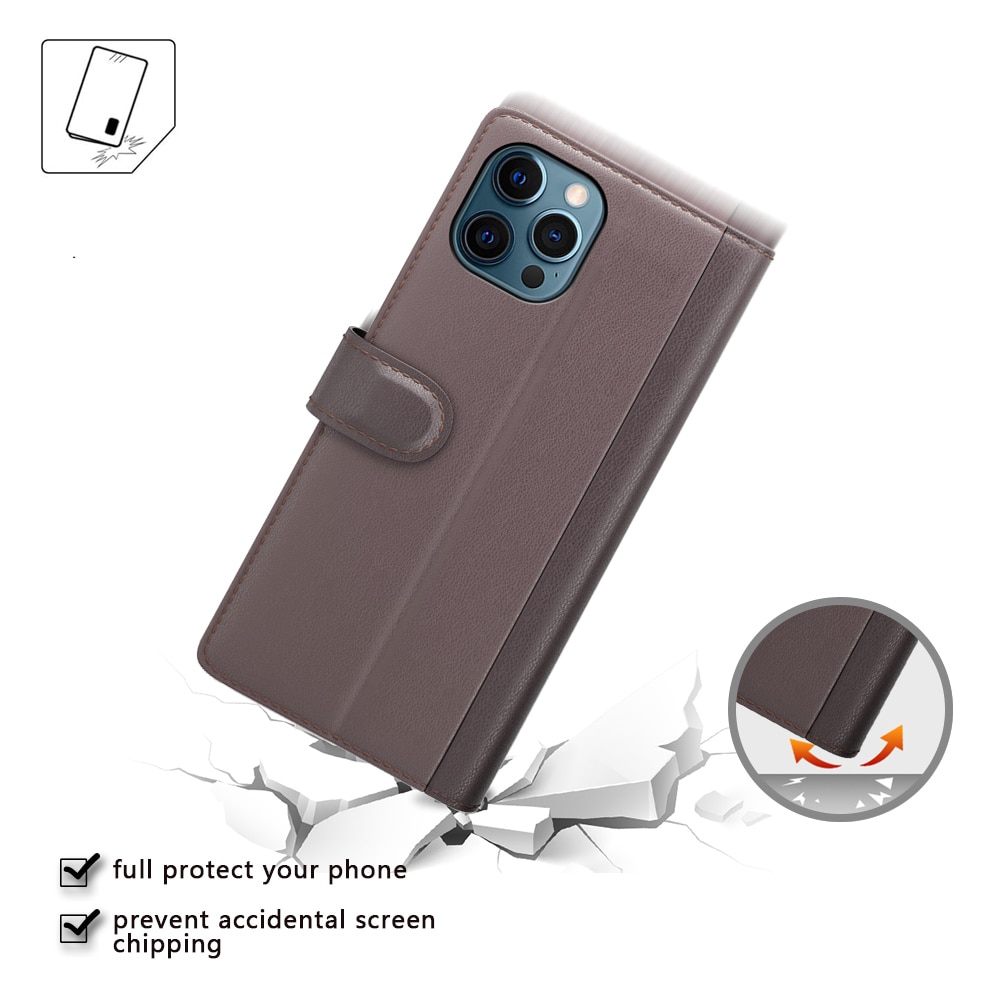 Funda de cuero genuino iPhone 12 Pro Max, Marrón