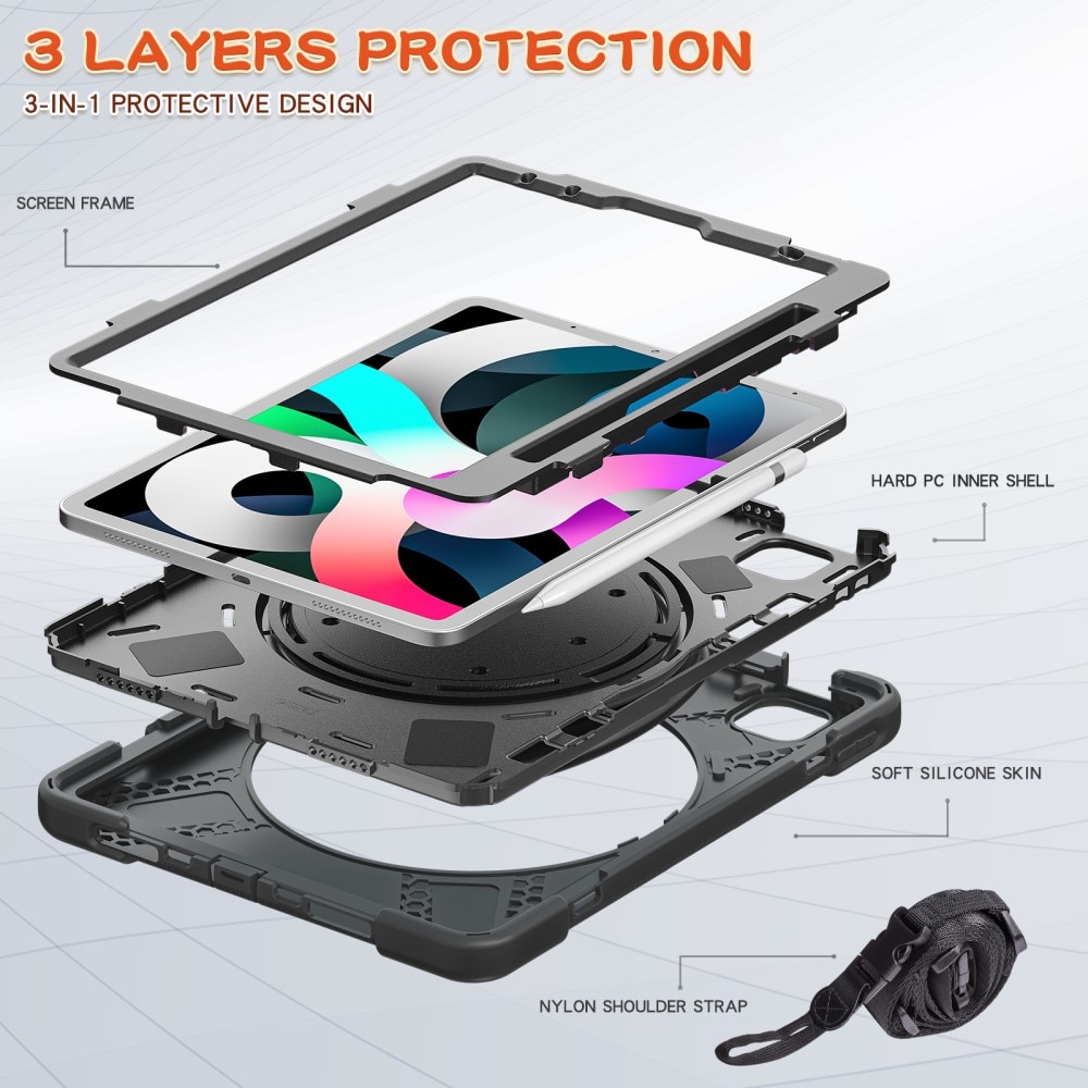 Funda híbrida con soporte y correa para el hombro Apple iPad Air 11 7th Gen (2025) negro