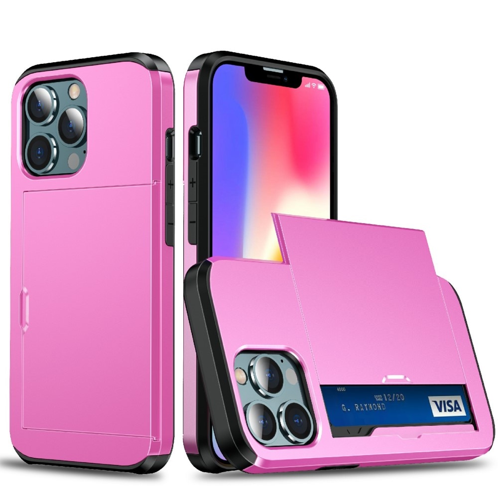 Funda con ranura para tarjetas iPhone 13 Pro rosado