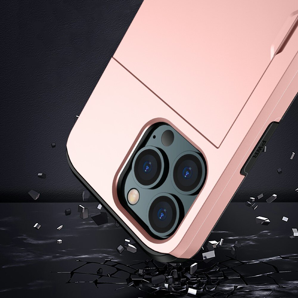 Funda con ranura para tarjetas iPhone 13 Pro rosado