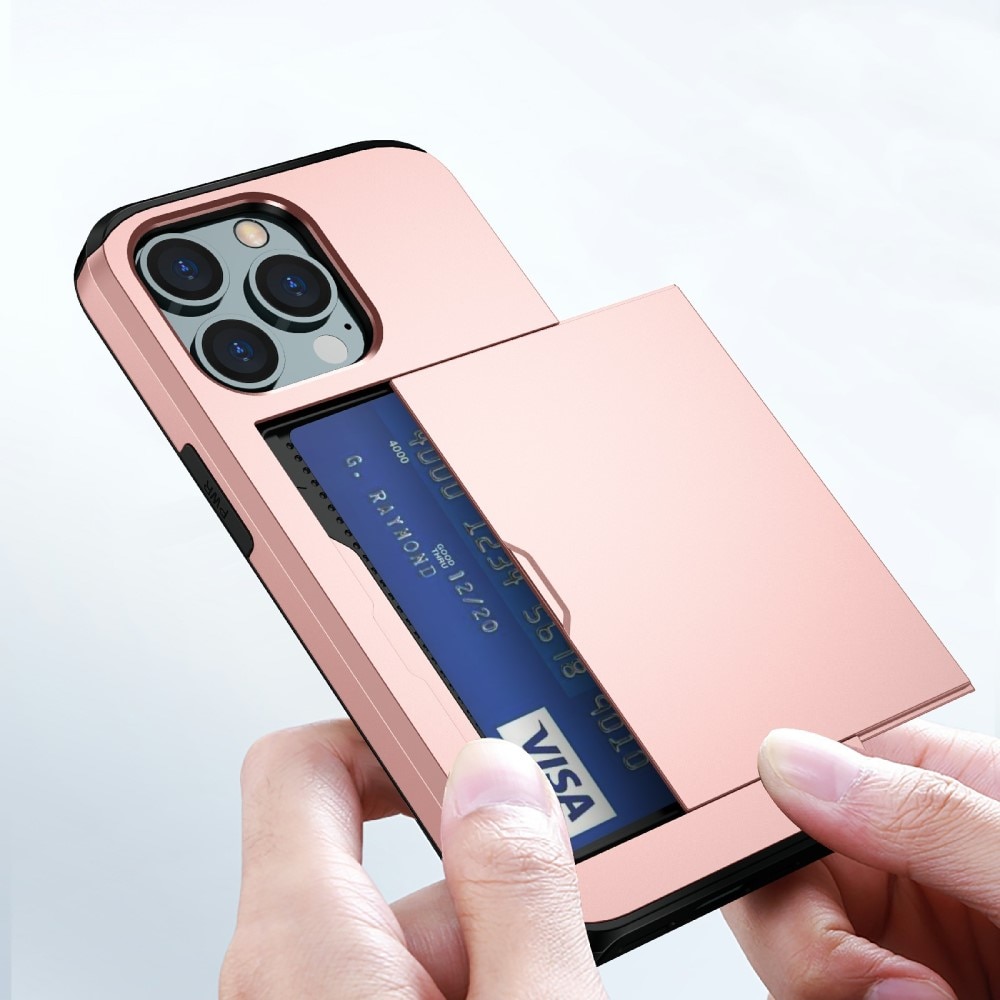 Funda con ranura para tarjetas iPhone 13 Pro rosado