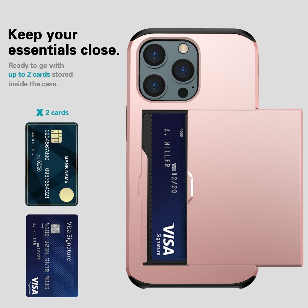 Funda con ranura para tarjetas iPhone 13 Pro Max rosado