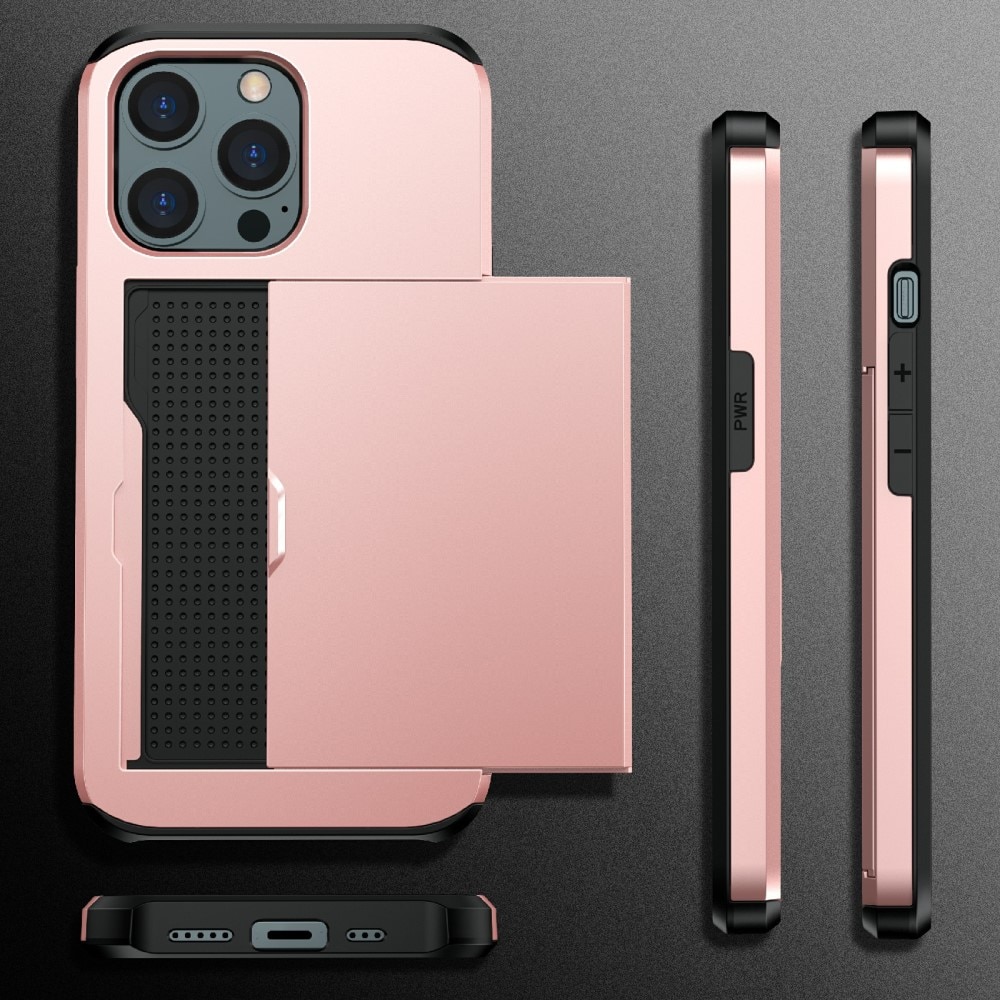 Funda con ranura para tarjetas iPhone 13 Mini rosado