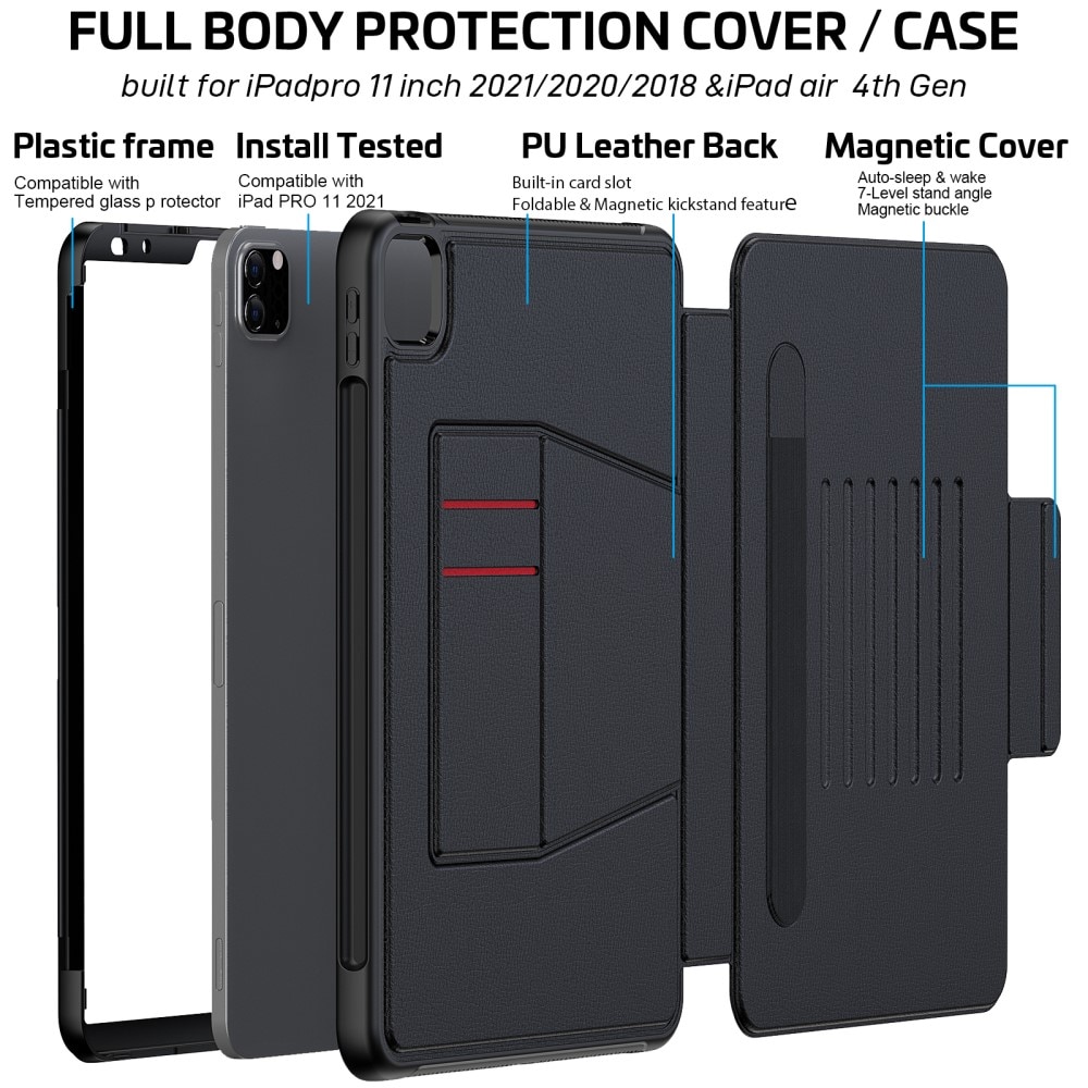 Funda con ranura para tarjetas iPad Pro 11 2nd Gen (2020) negro