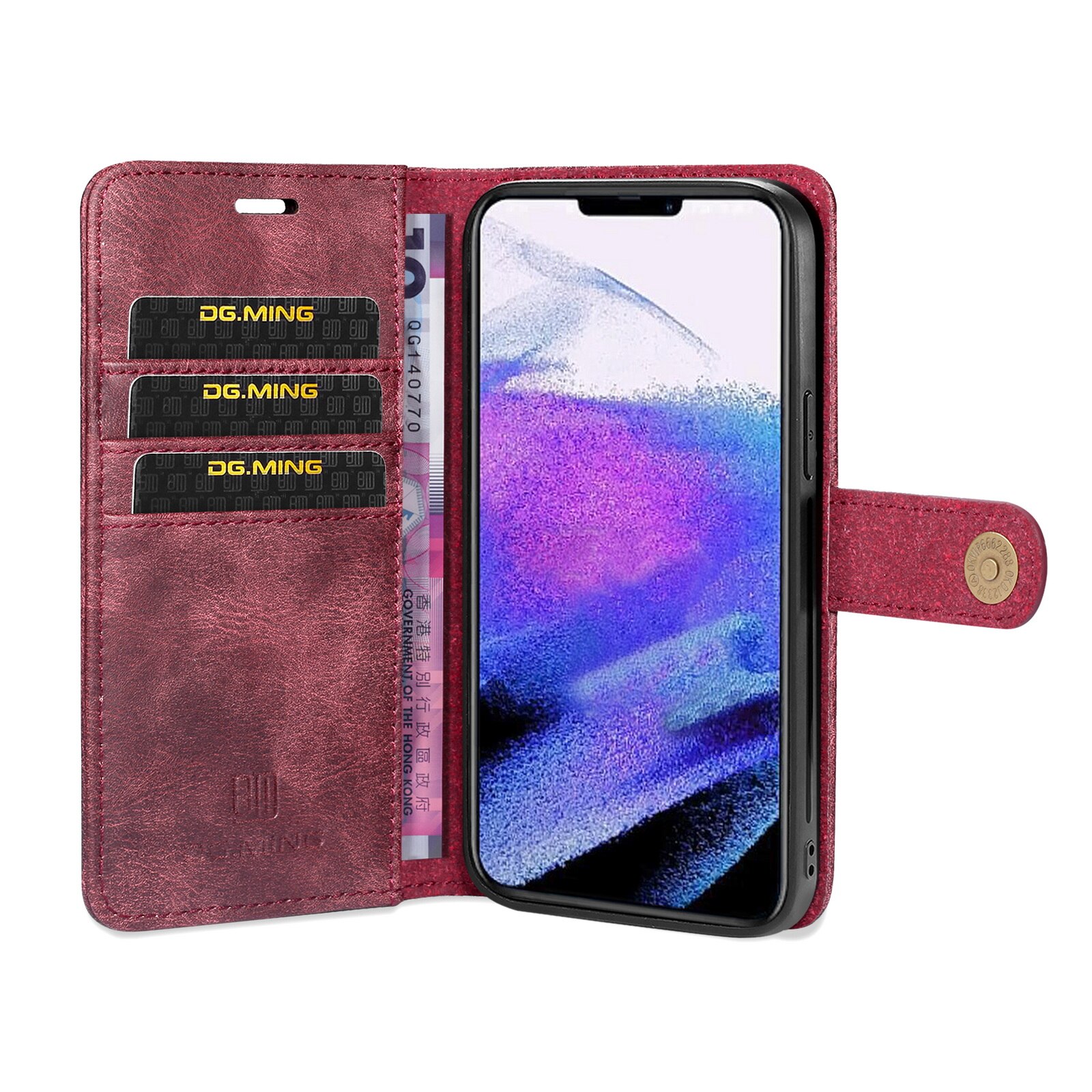 Cartera Magnet Wallet iPhone 13 Pro Max Rojo