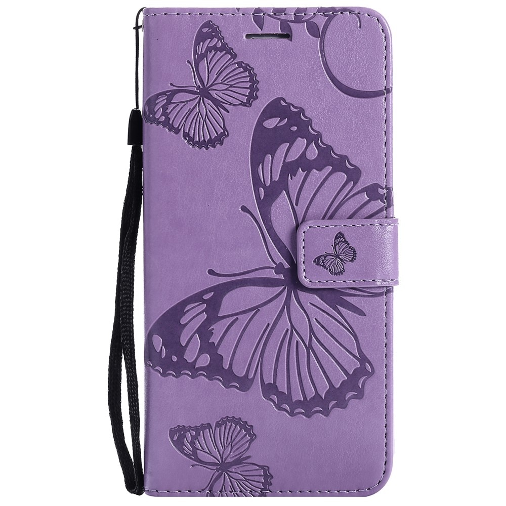 Funda de cuero con mariposas para iPhone 13, violeta
