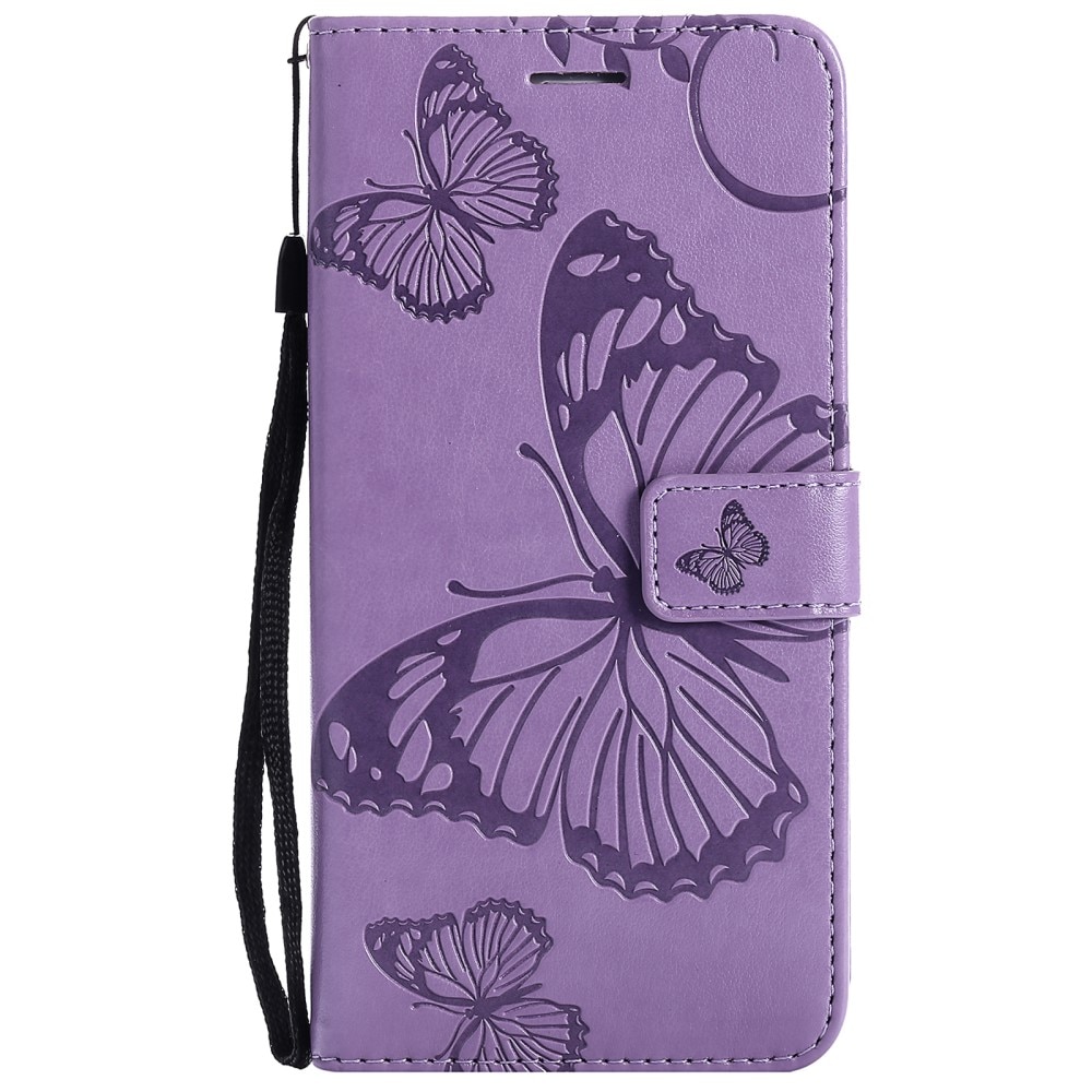 Funda de Cuero con Mariposas iPhone 13, Púrpura