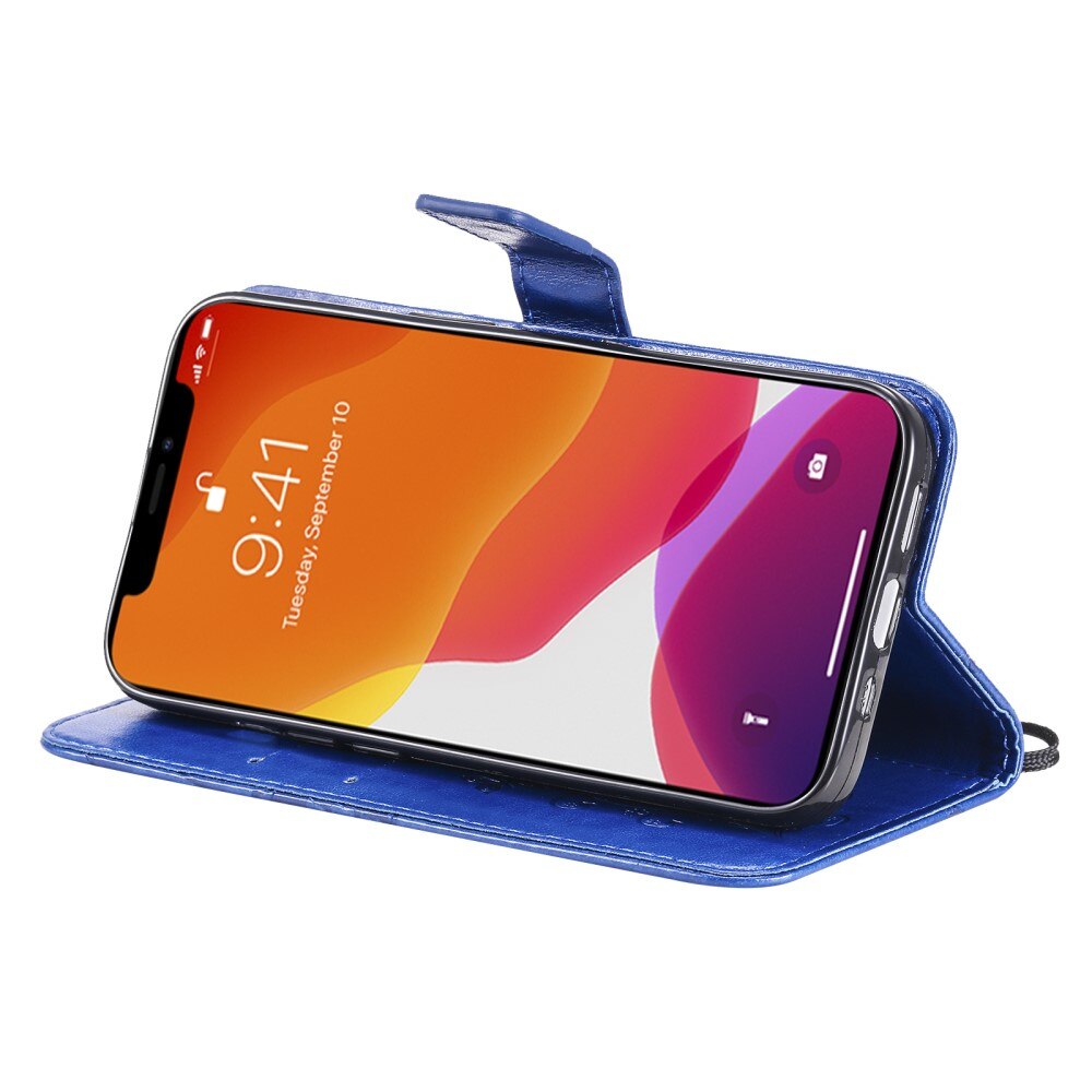 Funda de Cuero con Mariposas iPhone 13, Azul