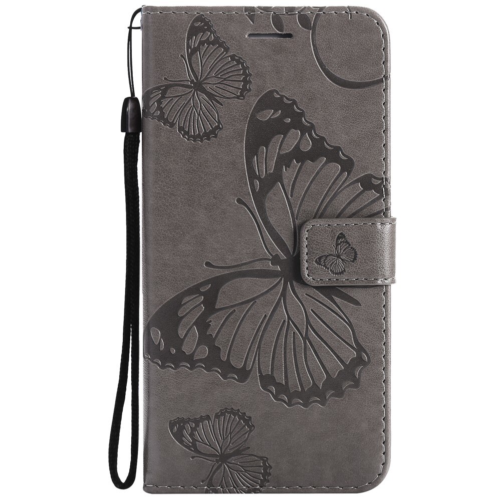 Funda de Cuero con Mariposas Apple iPhone 13 Mini, Gris