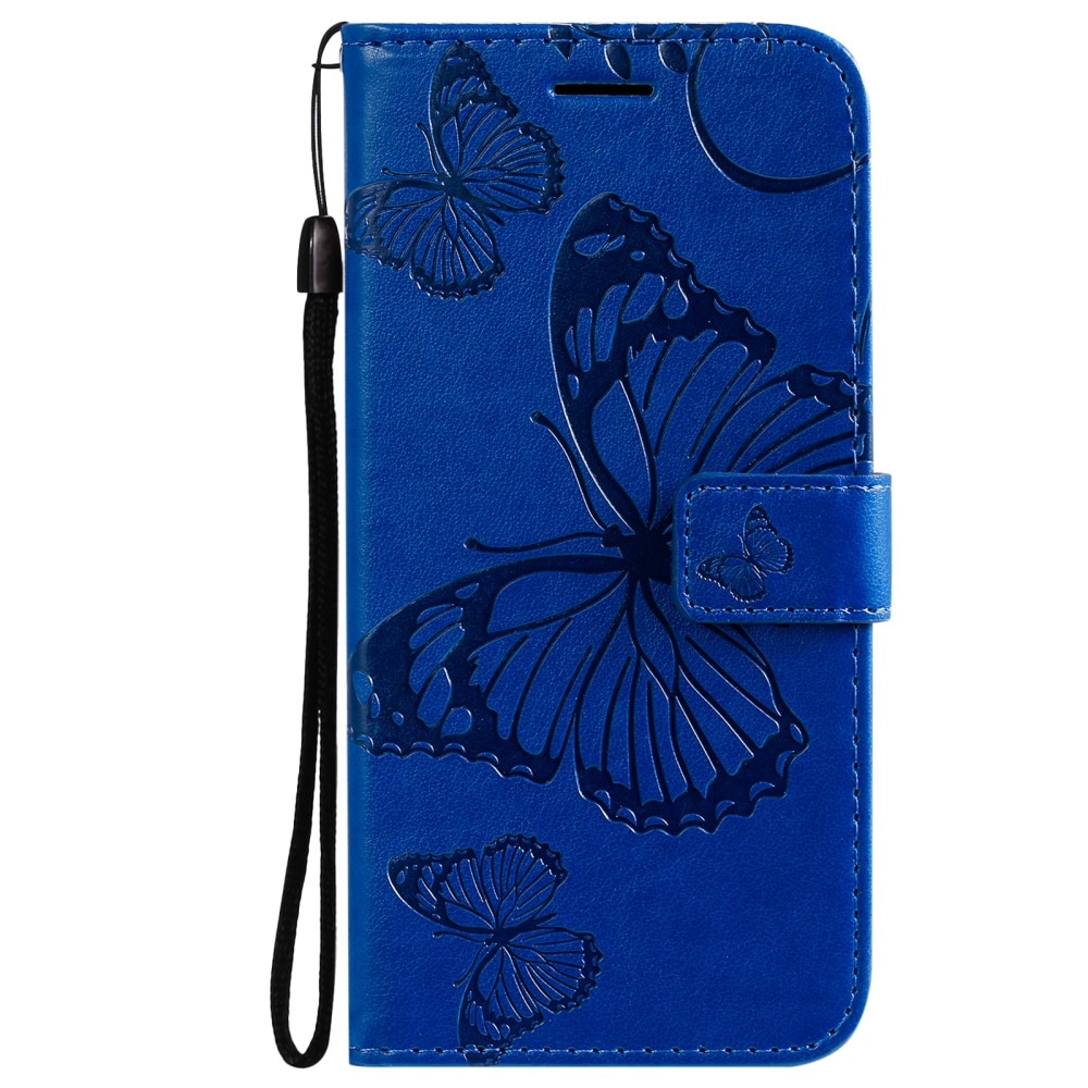 Funda de Cuero con Mariposas iPhone 13 Mini, Azul