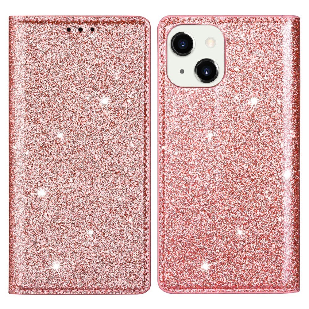 Funda tipo cartera Brillantina iPhone 13 Oro rosa