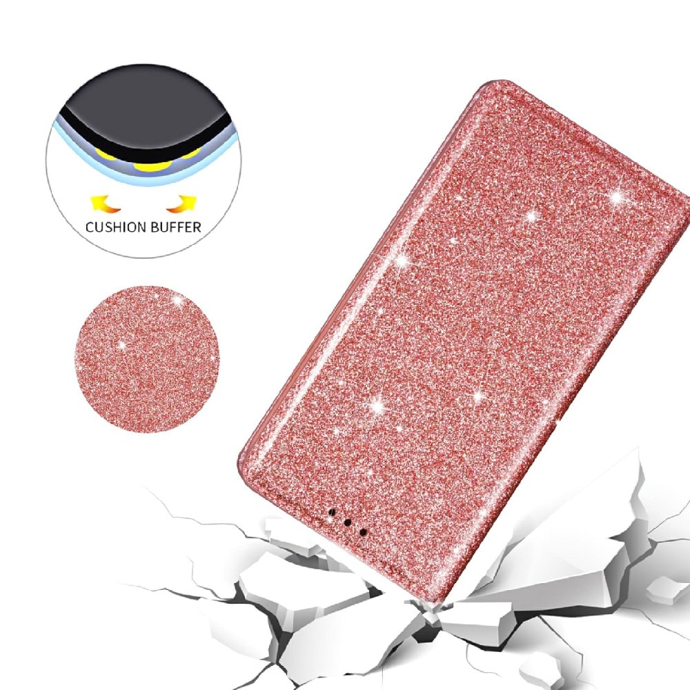 Funda tipo cartera Brillantina iPhone 13 Oro rosa