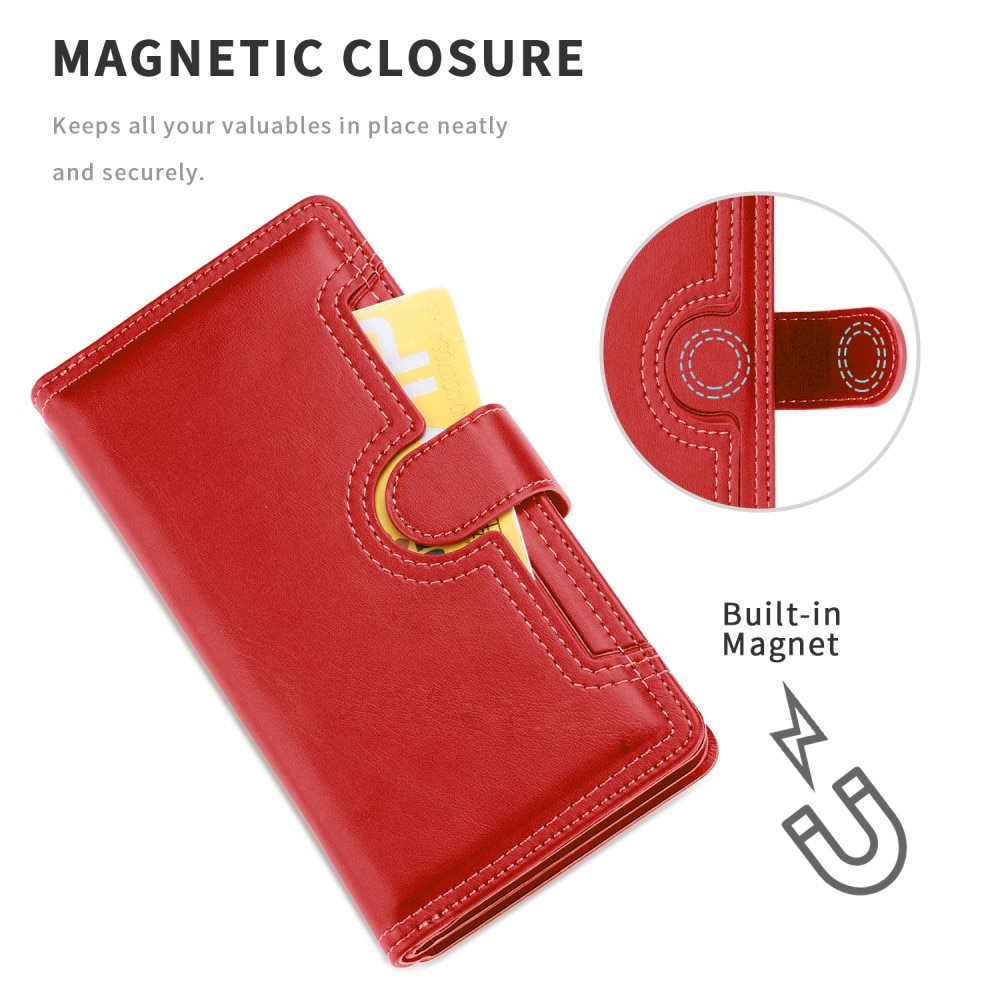 Multi-Slot tipo cartera de cuero iPhone 13 Rojo